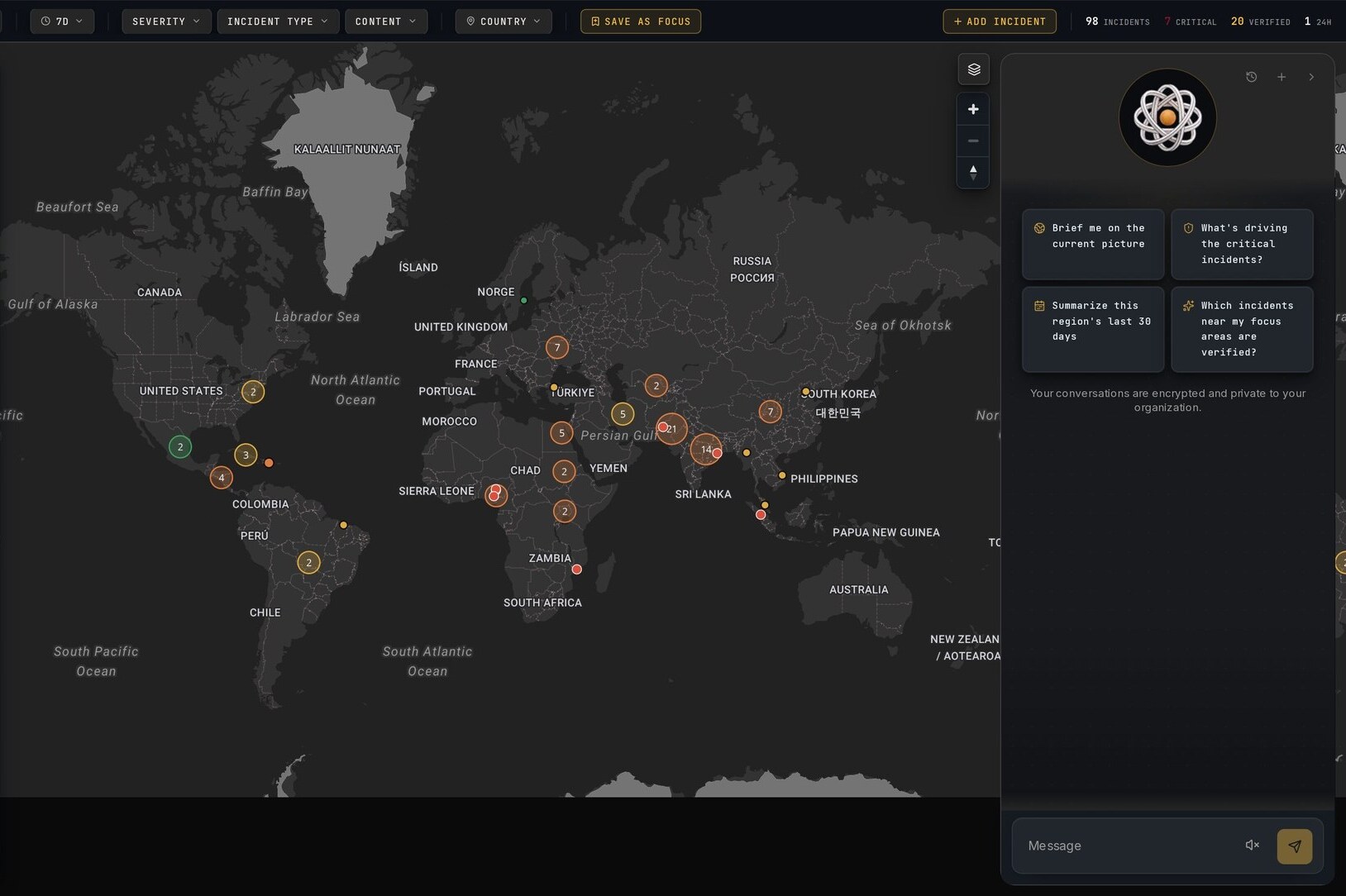 ROAM global map with the Ezekiel analyst panel and suggested research prompts